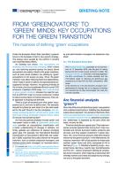 Briefing note - From ‘greenovators’ to ‘green’ minds: key occupations for the green transition